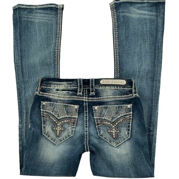 Rock Revival Liri Jeans Womens Size 26 Embroidered Thick Stitches Whiskers Denim - Picture 7 of 12